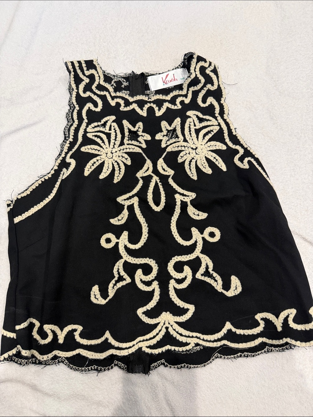 KULE Black Camisole with Cream Embroidery